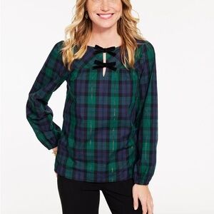 Talbots Medium Tartan Bow Top